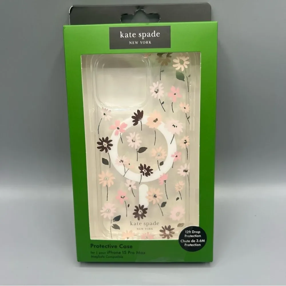 Kate Spade NY iPhone 15 PRO MAX Daisy Print MagSafe Cell Phone Case New